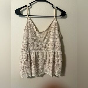 Maurices Cream Smocked Peplum Camisole